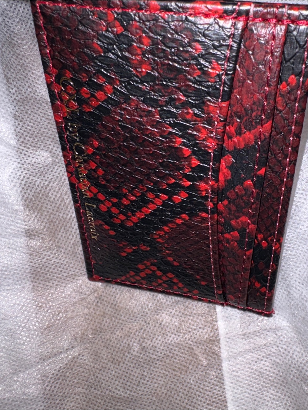 Red and Black Snake-Print Card Holder Wallet New xxl Christian lacroix